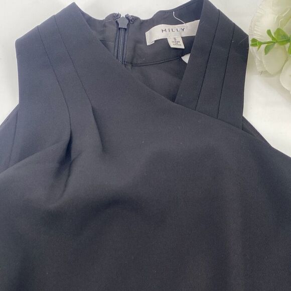 MILLY Preston Cady Asymmetric Halter Top Dressy Black Small NWOT - Picture 5 of 14